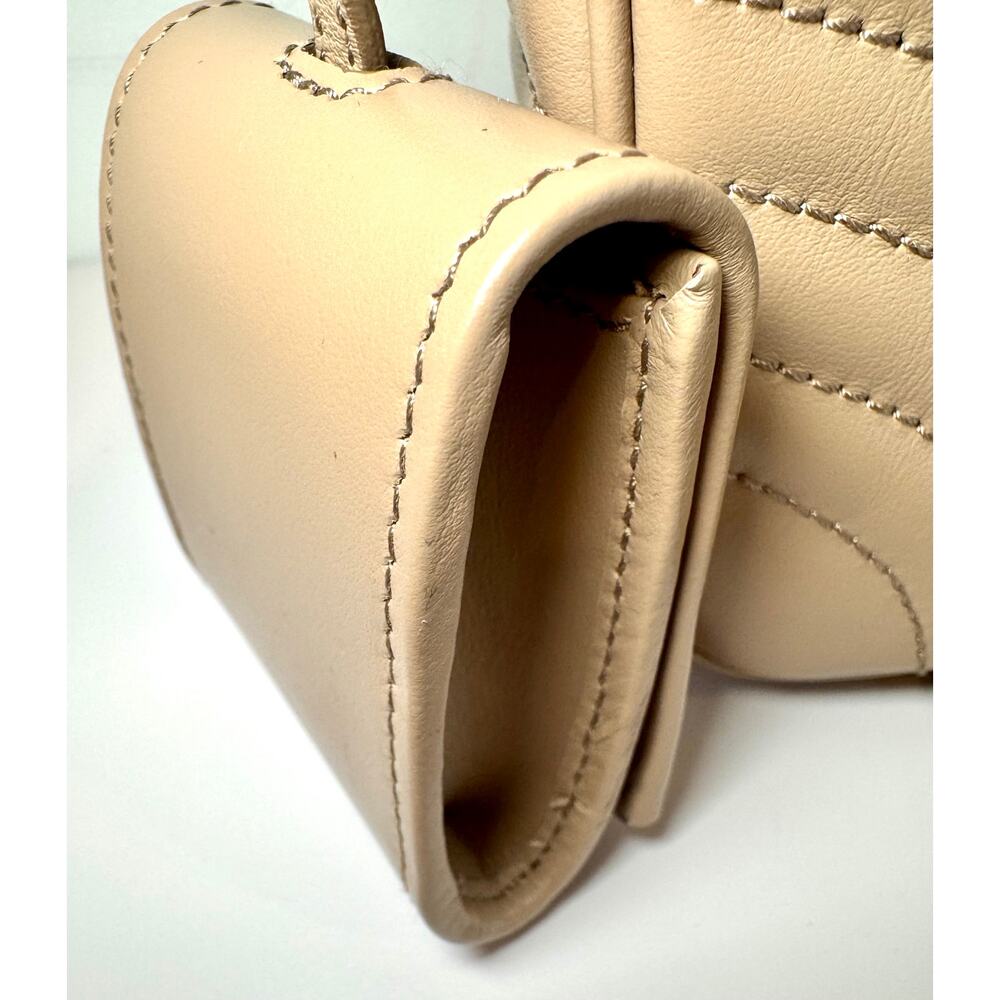 Prada Diagramme Medium Quilted Flap Bag In Tan Calfskin Leather W Silver Chain - Picture 9 of 16